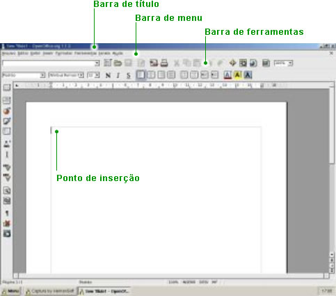 Área de trabalho no editor de texto