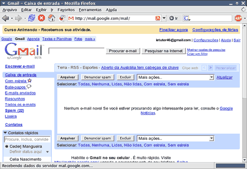 Tela do webmail do Gmail
