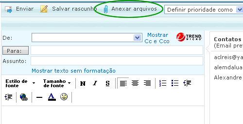 Webmail do Hotmail - Anexando um arquivo.