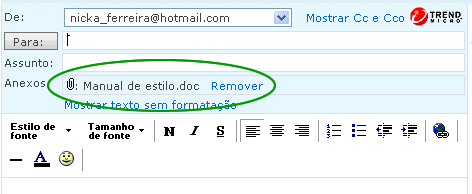 Webmail do Hotmail - Anexando um arquivo.