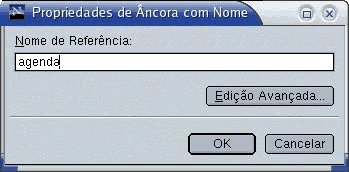 Tela de inserção do nome da âncora