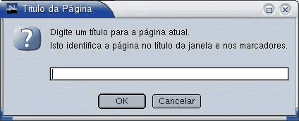 Caixa de diálogo para entrada de título da página